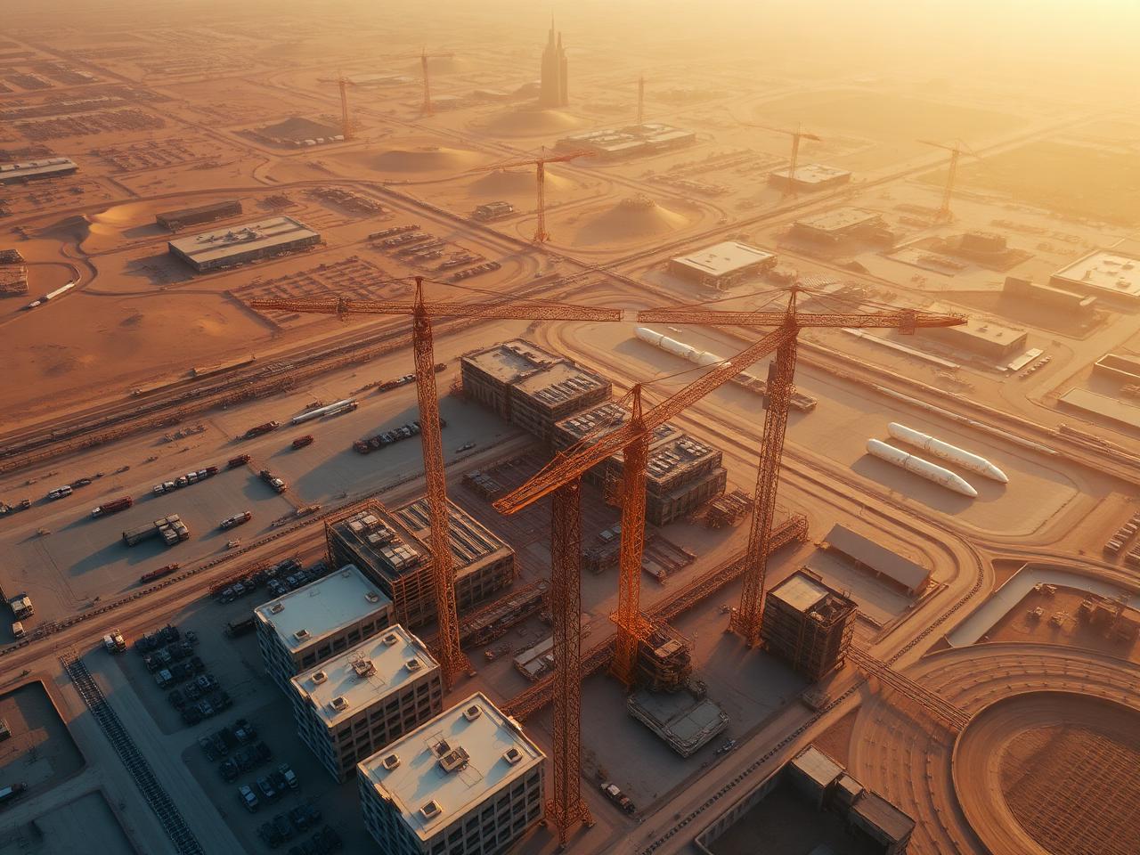 NOVARISE construction site at golden hour